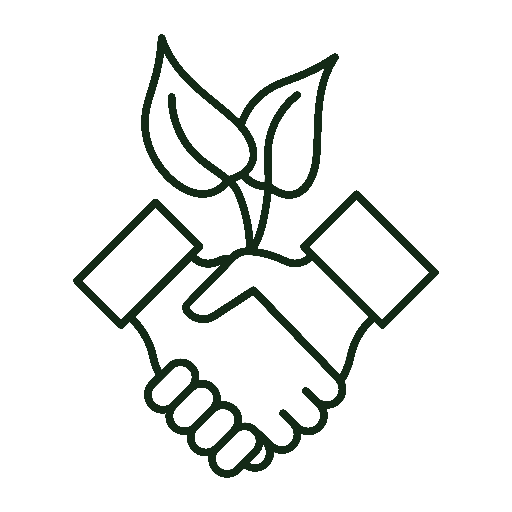 image of handshake with plant in the middle